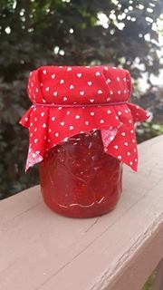Bottle of strawberry jam